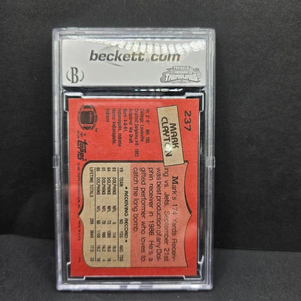 Topps Mark Clayton‎ Trading Card 1987 #237 BCCG 9 Graded Dolphins